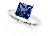 White gold Princess Cut Blue Sapphire Solitaire Engagement Ring with Classic Band and Four-Prong Setting_13