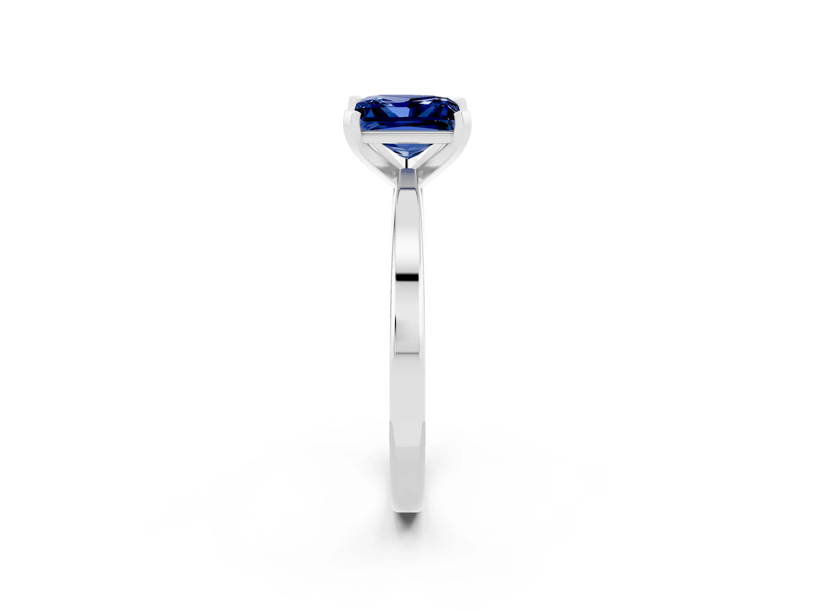 White gold Princess Cut Blue Sapphire Solitaire Engagement Ring with Classic Band and Four-Prong Setting_26