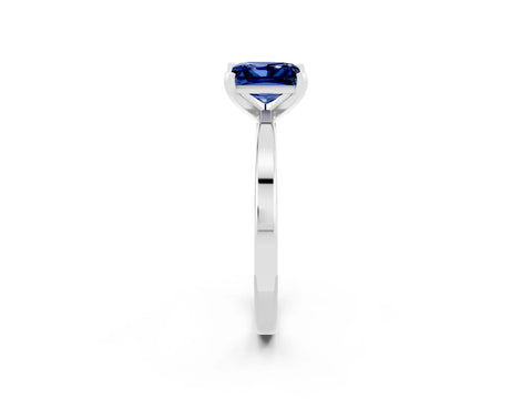 White gold Princess Cut Blue Sapphire Solitaire Engagement Ring with Classic Band and Four-Prong Setting_26