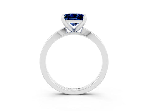 White gold Princess Cut Blue Sapphire Solitaire Engagement Ring with Classic Band and Four-Prong Setting_27