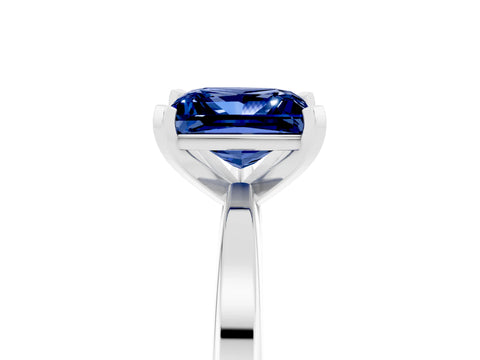 White gold Princess Cut Blue Sapphire Solitaire Engagement Ring with Classic Band and Four-Prong Setting_29