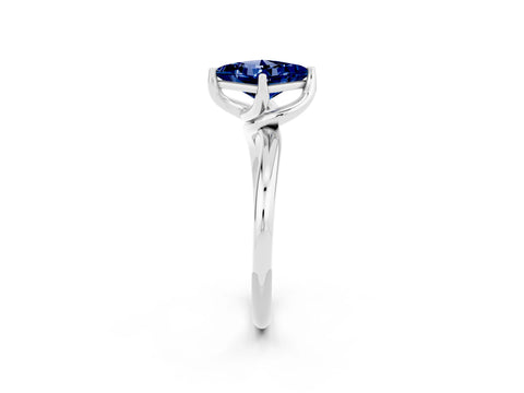 White gold Princess Cut Blue Sapphire Solitaire Engagement Ring with Four-Prong Setting and Classic Band_14