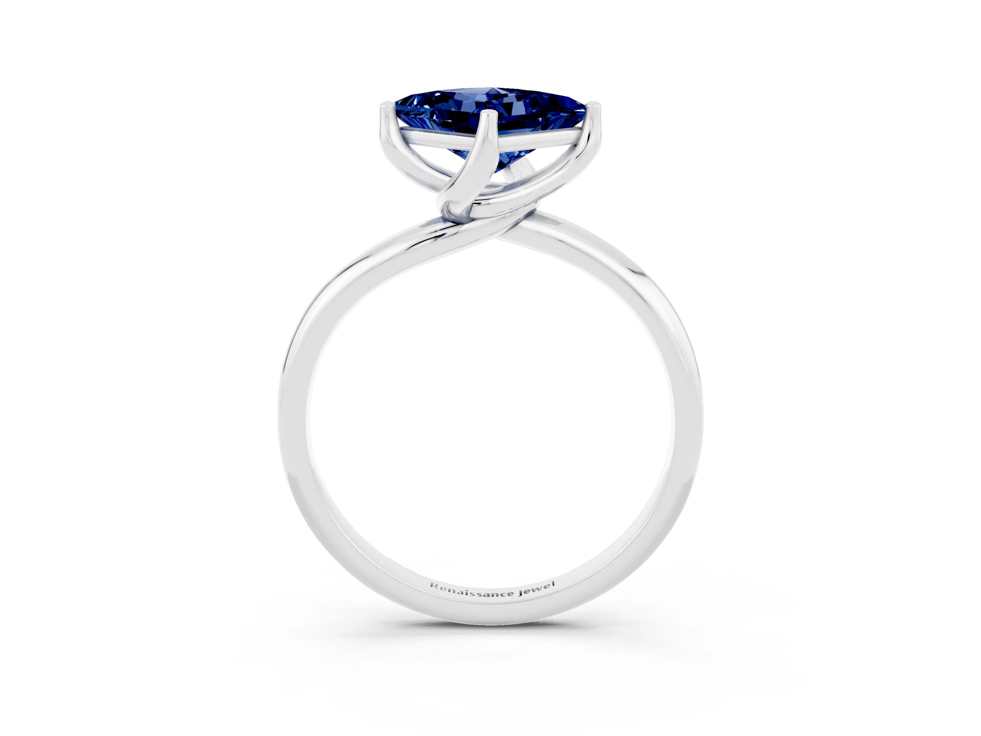 White gold Princess Cut Blue Sapphire Solitaire Engagement Ring with Four-Prong Setting and Classic Band_15