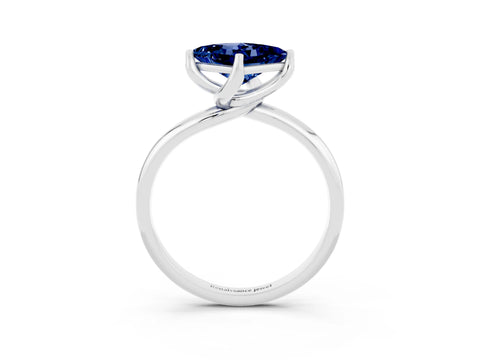 White gold Princess Cut Blue Sapphire Solitaire Engagement Ring with Four-Prong Setting and Classic Band_15