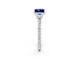 White gold Princess Cut Blue Sapphire Solitaire Engagement Ring with Pavé Band and Four-Prong Setting_2