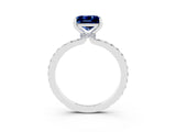 White gold Princess Cut Blue Sapphire Solitaire Engagement Ring with Pavé Band and Four-Prong Setting_3