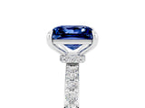 White gold Princess Cut Blue Sapphire Solitaire Engagement Ring with Pavé Band and Four-Prong Setting_5