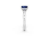White gold Princess Cut Blue Sapphire Solitaire Engagement Ring with Round Band and Four-Prong Setting_2
