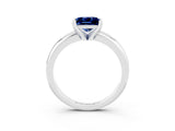 White gold Princess Cut Blue Sapphire Solitaire Engagement Ring with Round Band and Four-Prong Setting_3