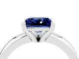 White gold Princess Cut Blue Sapphire Solitaire Engagement Ring with Round Band and Four-Prong Setting_4