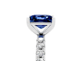 White gold Princess Cut Blue Sapphire Solitaire Pavé Band with Four-Prong Setting_5