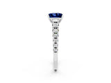 White gold Princess Cut Blue Sapphire Solitaire Ring with Cathedral Setting and Pavé Band_2