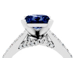 White gold Princess Cut Blue Sapphire Solitaire Ring with Crossover Gallery and Round  Pavé Band_16