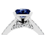 White gold Princess Cut Blue Sapphire Solitaire Ring with Crossover Gallery and Round  Pavé Band_28