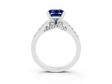 White gold Princess Cut Blue Sapphire Solitaire Ring with Crossover Gallery and Round  Pavé Band_39