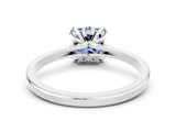 White gold Princess Cut Blue Sapphire Solitaire Ring with Flower Prong Setting and Classic Band_51