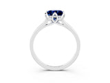 White gold Princess Cut Blue Sapphire Solitaire Ring with Flower Prong Setting and Classic Band_54