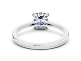 White gold Princess Cut Blue Sapphire Solitaire Ring with Flower Prong Setting and Classic Band_75