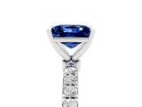 White gold Princess Cut Blue Sapphire Solitaire Ring with Pavé Accents and Four-Prong Setting_5
