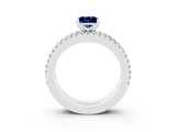 White gold Princess Cut Blue Sapphire Solitaire Ring with Pavé and Channel Set Band_15