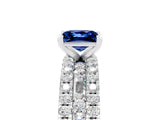 White gold Princess Cut Blue Sapphire Solitaire Ring with Pavé and Channel Set Band_17