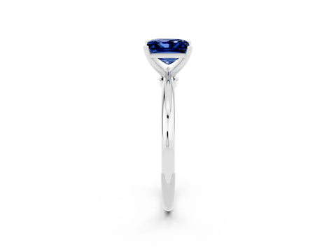 White gold Princess Cut Blue Sapphire Solitaire Ring with Six-Prong Setting and Classic Band_26