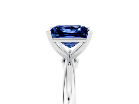 White gold Princess Cut Blue Sapphire Solitaire Ring with Six-Prong Setting and Classic Band_29