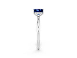 White gold Princess Cut Blue Sapphire Solitaire Ring with Thin Band and Four-Prong Setting_2