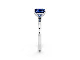 White gold Princess Cut Blue Sapphire Solitaire Ring with Thin Band and Prong Setting_14