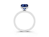 White gold Princess Cut Blue Sapphire Solitaire Ring with Thin Band and Prong Setting_15