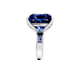 White gold Princess Cut Blue Sapphire Solitaire Ring with Thin Band and Prong Setting_17