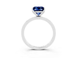 White gold Princess Cut Blue Sapphire Solitaire Ring with Thin Band and Prong Setting_39
