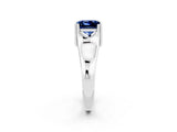 White gold Princess Cut Blue Sapphire Solitaire Ring with Wide Band and Prong Setting_2