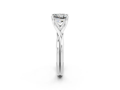 White gold Princess Cut Blue Sapphire   Solitaire Twist Band Prong Setting Ring_14