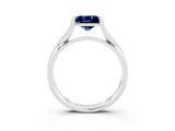 White gold Princess Cut Blue Sapphire Solitaire Twist Band Prong Setting Ring_57