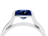 White gold Princess Cut Blue Sapphire Solitaire Twist Band Prong Setting Ring_62