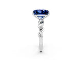 White gold Princess Cut Blue Sapphire Solitaire Twisted Band with Round  Accents and Prong Setting_14