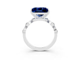 White gold Princess Cut Blue Sapphire Solitaire Twisted Band with Round  Accents and Prong Setting_15