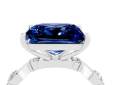 White gold Princess Cut Blue Sapphire Solitaire Twisted Band with Round  Accents and Prong Setting_16