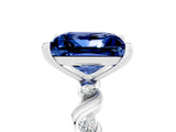 White gold Princess Cut Blue Sapphire Solitaire Twisted Band with Round  Accents and Prong Setting_17