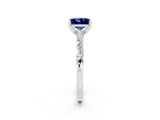 White gold Princess Cut Blue Sapphire Solitaire with Side Baguettes and Channel Set Band_2