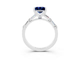 White gold Princess Cut Blue Sapphire Solitaire with Side Baguettes and Channel Set Band_3