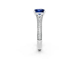 White gold Princess Cut Blue Sapphire Split Shank Engagement Ring with Pavé Band_2