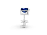 Silver 0.75 Carat Princess Blue Sapphire Stud Earrings