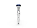 White gold Princess Cut Blue Sapphire Three-Stone Ring with Pavé Split Shank and Four-Prong Setting_2
