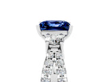 White gold Princess Cut Blue Sapphire Three-Stone Ring with Pavé Split Shank and Four-Prong Setting_5