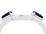 White gold Princess Cut Blue Sapphire Two-Stone Open Band Ring with Four-Prong Setting_10