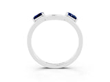 White gold Princess Cut Blue Sapphire Two-Stone Open Band Ring with Four-Prong Setting_9