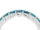 White gold Princess Cut Blue Topaz Channel-Set Eternity Band with Prong Setting_10