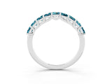 White gold Princess Cut Blue Topaz Channel-Set Eternity Band with Prong Setting_9